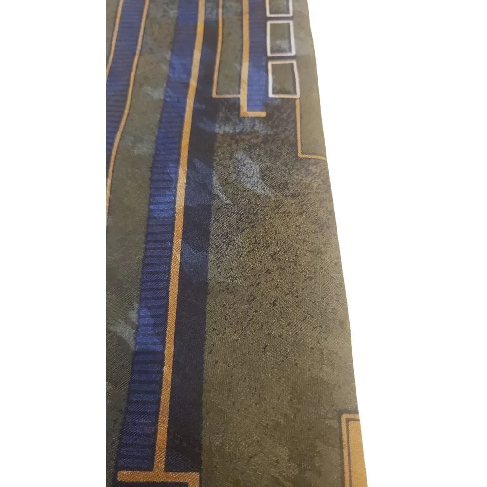 Vintage Croft & Barrow All Silk Necktie Mens Made in USA Blue Green‎